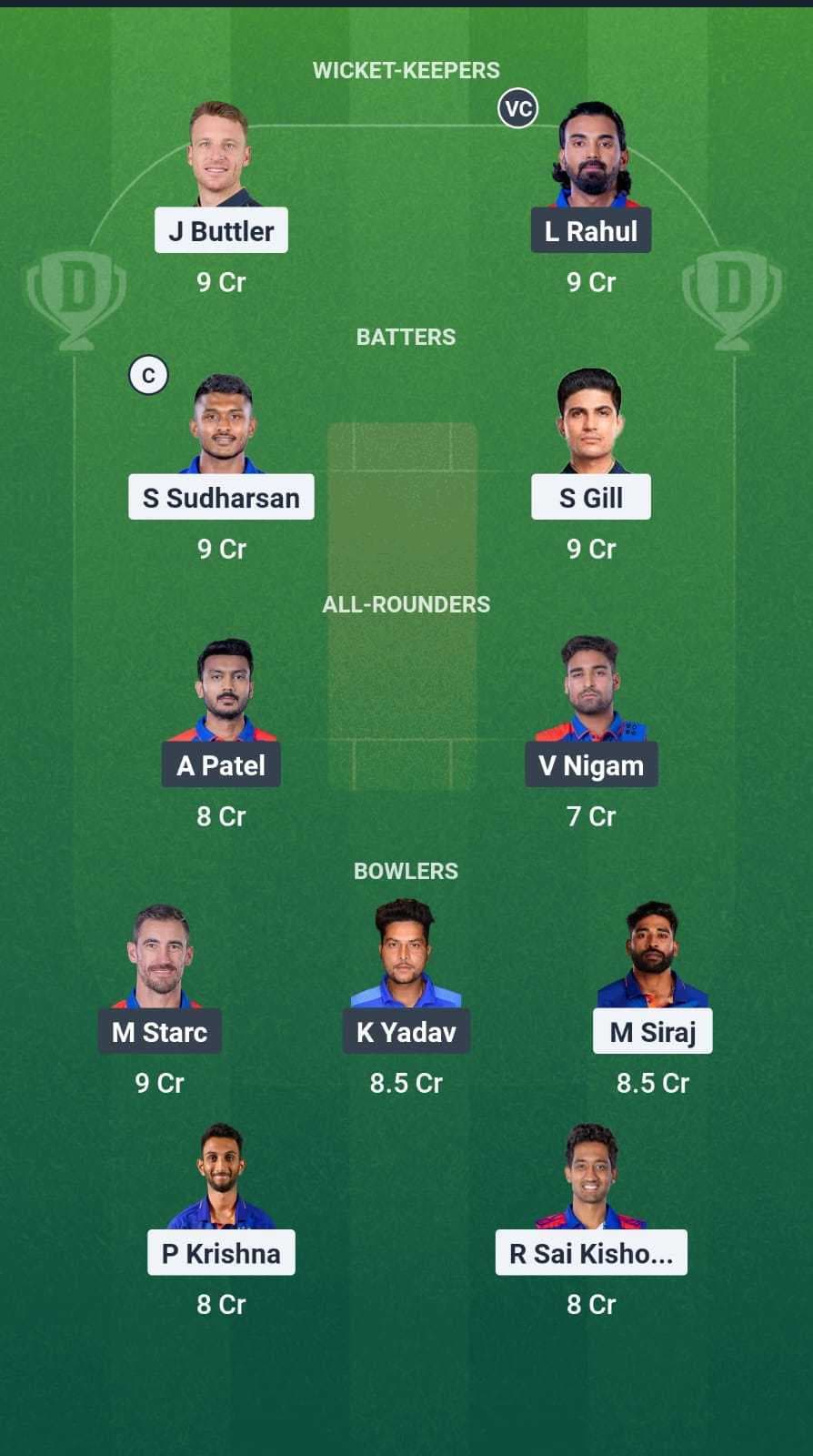 GT vs DC Dream11